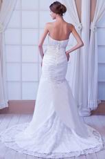 Elegant Sweetheart Neck White Taffeta Wedding Dress With Lace