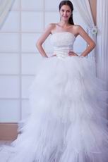 Romantic Beaded Bodice A-line Sweep Ivory Bridal Dress