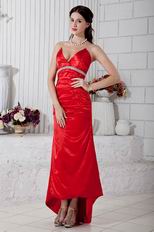 Classic V-Neck High Low Skirt Special Ocassion Scarlet Dress