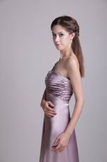 One Shoulder High Side Split Rosy Brown Evening Dress