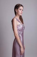 One Shoulder High Side Split Rosy Brown Evening Dress