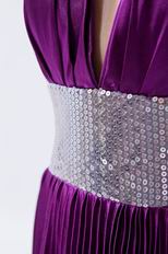 Old Style Noble Halter Purple Evening Dress With Sequin Sash