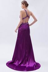 One Shoulder Neck Lady Prefer Purple Evening Dress