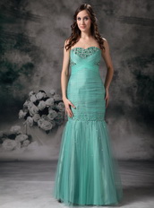 Turquoise Mermaid Corset Back Prom Dress Made By Net Night Club