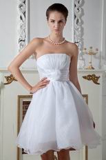 Wholesale Strapless White Organza Graduation Party Dress