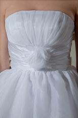 Wholesale Strapless White Organza Graduation Party Dress