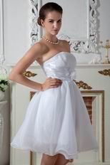 Wholesale Strapless White Organza Graduation Party Dress