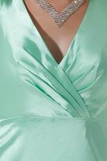 Light Green V Neck Knee Length Graduation Dress Discount