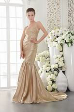 Straps Cross Back Mermaid Champagne Exclusive Prom Dress