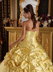 Best Sweetheart Striped Printed Yellow Quinceanera Ball Gown