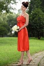 Spaghetti Straps Tea Length Red Dress For Homecoming