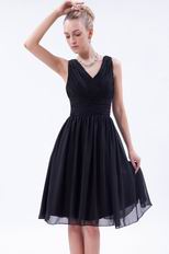 Hot Sell Ruched Black Chiffon Jr Homecoming Dress