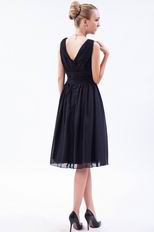 Hot Sell Ruched Black Chiffon Jr Homecoming Dress