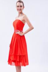 Wholesale Strapless Sequin Belt Orange Red Homecoming Dress