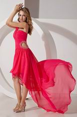 One Shoulder Sexy High Low Style Hot Pink Prom Dress