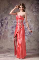 Strapless High Low Design Orange Red Special Occasion Dress