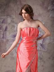 Strapless High Low Design Orange Red Special Occasion Dress