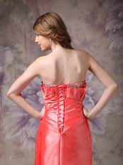 Strapless High Low Design Orange Red Special Occasion Dress