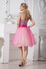 Strapless Crystals Pink Organza Graduation Dress For Sale