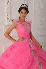 Off The Shoulder Hot Pink Allure Quinceanera Dress Applique