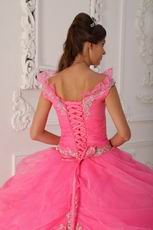 Off The Shoulder Hot Pink Allure Quinceanera Dress Applique