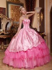 Pink Sweetheart Puffy Cascade Skirt Quinceanera Dress Oregon