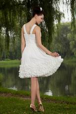 V-Neck Ivory Chiffon Skirt Graduation Short Dress