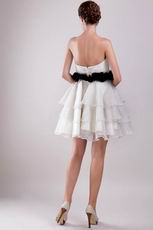 White Sweetheart Layers Short Skirt Prom Dress With Black Belt