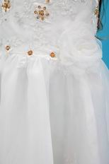 Beautiful V-Neck Appliques A-line Ivory Organza Dress For Flower Girl