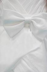 Hot Sell Spaghetti Straps Bow Ivory Taffeta Flower Girl Dress