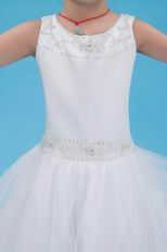 Princess Scoop Beads Sequin Ivory Bridal Party Flower Girl Dress