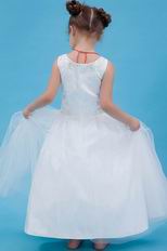 Princess Scoop Beads Sequin Ivory Bridal Party Flower Girl Dress