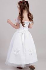 Square Neckline A-line Silhouette Flower Girl Dress With Flower Decorate