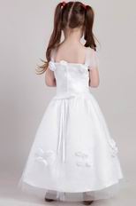 Square Neckline A-line Silhouette Flower Girl Dress With Flower Decorate