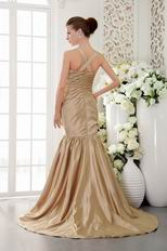 Straps Cross Back Mermaid Champagne Exclusive Prom Dress