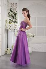 Strapless Beading Emberllish Dark Violet Prom Dress 2014