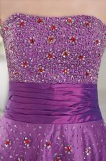 Strapless Beading Emberllish Dark Violet Prom Dress 2014