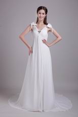 V Neckline Quality White Prom Dresses Wedding Party Dress