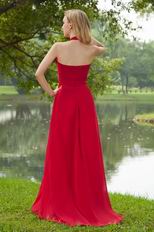 Halter Top Wine Red Prom Dresses With Halter Skirt