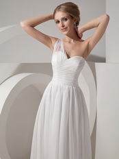 One Shoulder Ruched Ivory Chiffon Dress To 2014 Wear