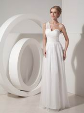 One Shoulder Ruched Ivory Chiffon Dress To 2014 Wear