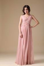 Ruched V-neck Pearl Pink 2014 Long A Female In Prom Dress