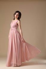 Ruched V-neck Pearl Pink 2014 Long A Female In Prom Dress