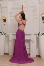 One Shoulder Violet Red Chiffon Wholesale Prom Dress China