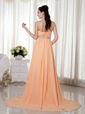 Strapless Sleeveless Apricot Orange Chiffon Celebrity Dress