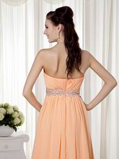 Strapless Sleeveless Apricot Orange Chiffon Celebrity Dress