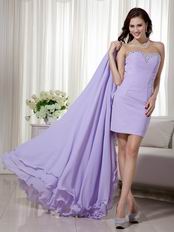 2014 New Arrival Lavender Prom Dress With Detachable High Low Skirt