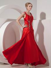 Elegant Spaghetti Straps Dark Red Cache Amazing Prom Dress