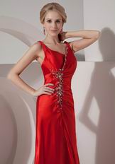 Elegant Spaghetti Straps Dark Red Cache Amazing Prom Dress