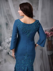 Modest Strong Blue Sleeves Mother Of The Bride Dress Mermaid Modest